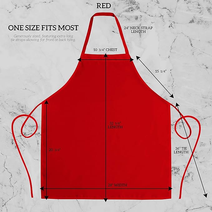 GREEN LIFESTYLE 12 Pack Bib Apron - Unisex Red Aprons, Machine Washable Aprons for Men and Women, Kitchen Cooking BBQ Aprons Bulk (Pack of 12, No Pockets, Red) - Image 2