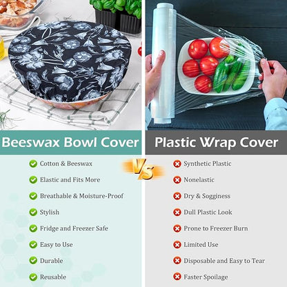 5-Size Reusable Beeswax Bowl Covers for Bread Proofing, Cotton Cloth Flexible Beeswax Wraps for Food Storage(Iris Floral) - Image 7