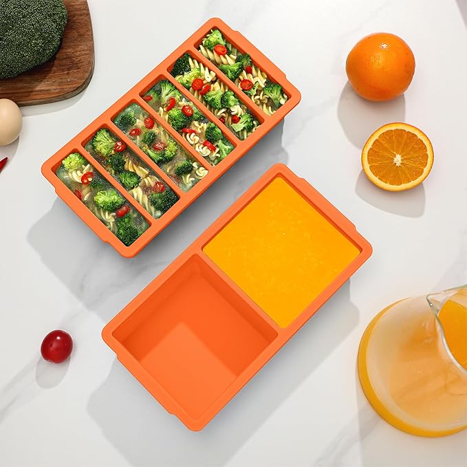 2-Pack Silicone Freezer Trays with Lid, 2 Large 2-Cup(500ml) & 6 Small 1/2-Cup(125ml) Soup Freezer Container Molds, Ice Cube Tray For Meal Prep & Freezing Soup, Stews, Sauces, Oven & Dishwasher-Safe - Image 7