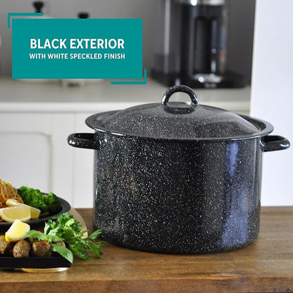 MIRRO 7.75qt Enamel Stock Pot, Black - Image 4