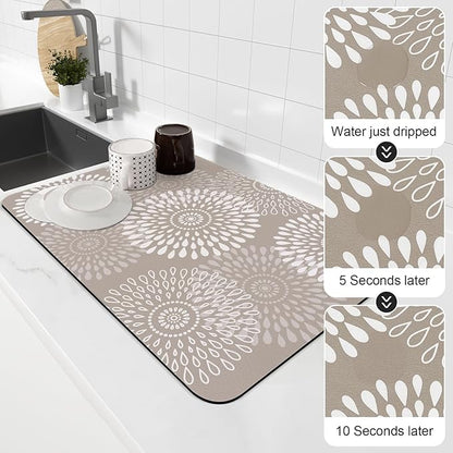 LuxStep Dish Drying Mat Super Absorbent Kitchen Counter Mat Rubber Backing Draining Mat Easy to Clean Kitchen Accessories Dish Rack Pad for Dishes, Utensils, Countertops, Sinks 16" x 24" Khaki - Image 4