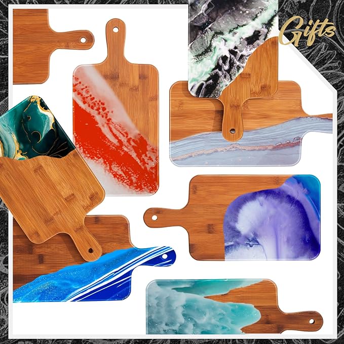 Nuenen 10 Pcs Wood Cutting Board with Handle 15.7 x 7.8 Inch Acacia Bamboo Wooden Serving Kitchen Chopping Boards for Pizza, Bread, Cheese, Charcuterie, Fruit, Vegetables (Carbonized Bamboo) - Image 6
