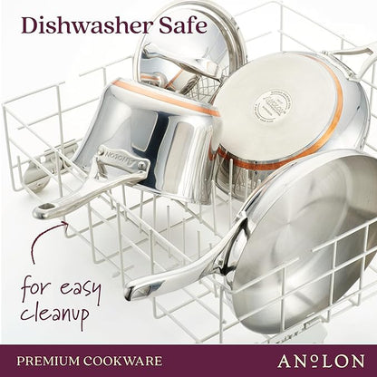 Anolon Stainless Steel & Hard Anodized Aluminum, Cookware Set (11 Piece) - Image 4