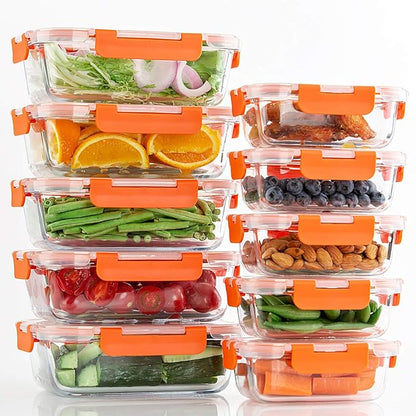 C CREST [10-Pack] Glass Food Storage Containers - Food Prep Containers with Lids - Microwave, Oven, Freezer and Dishwasher Safe - Image 6