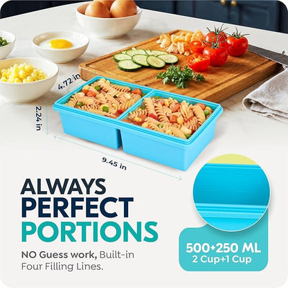 Silicone Freezer Trays with Lids, 2 Cup & 1 Cup Soup Container Style Ice Cube Trays, Easily prepare portioned meals, Great for storing soups and other dishes, Dishwasher, Oven Safe