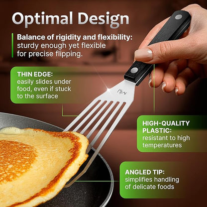 MIU Fish Spatula Stainless Steel, Flexible, Polished Metal, Corrosion Resistant, Kitchen Slotted Turner [Upgraded Version] - Image 3