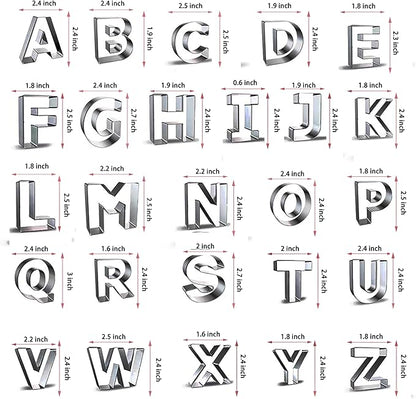 Alphabet Cookie Cutter Tool Set, 26 Pcs Large 2.5 Inch Stainless Steel Cookie Cutter Set Fondant Biscuit Fruit Dough Mold Tools for Halloween, Christmas,Birthday Party Decorations (Large-Letter)
