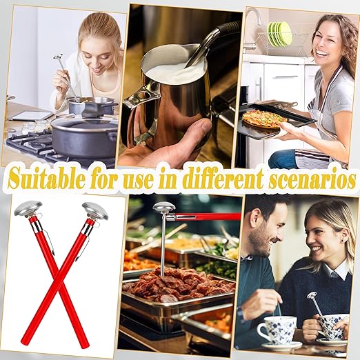 14 Pcs Stainless Steel Food Thermometer with 1 Inch Dial Pocket Kitchen Thermometer Instant Read for Milk Foam Frothing Meat Coffee Drinks Chocolate Water Oven Cooking Probe Long Stem