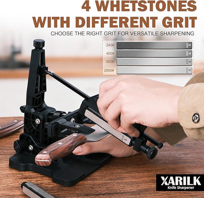Portable Folding Knife Sharpener XAR-FS1, Adjustable Angle Sharpening System with 240#, 400#, 800#, 2000# Diamond Stone Set for Pocket, Hunting, Kitchen & Serrated Knives - Image 6