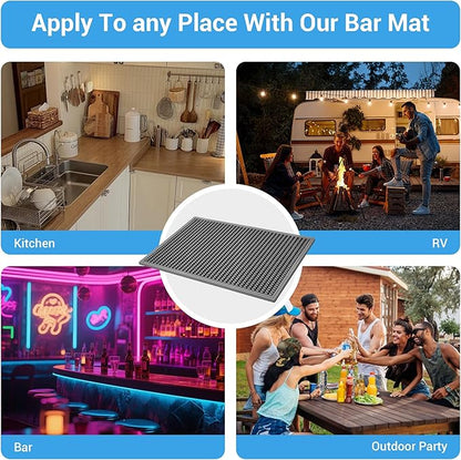 ZJWZLG Bar Mat - Premium 18"X12" Rubber Bar Mats for Countertop, Non-slip Dish Drying Pad & Bartender Mat with for Fast Drying, Ideal Bar Tools for Home Bar, Cocktail Set, And Kitchen Use(Grey)