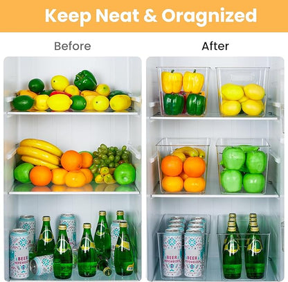 YIHONG Clear Plastic Storage Bins, 8 Pack Pantry Organizer Bins with Handle for Kitchen, Freezer,Cabinet,Closet Organization and Storage(XL) - Image 6