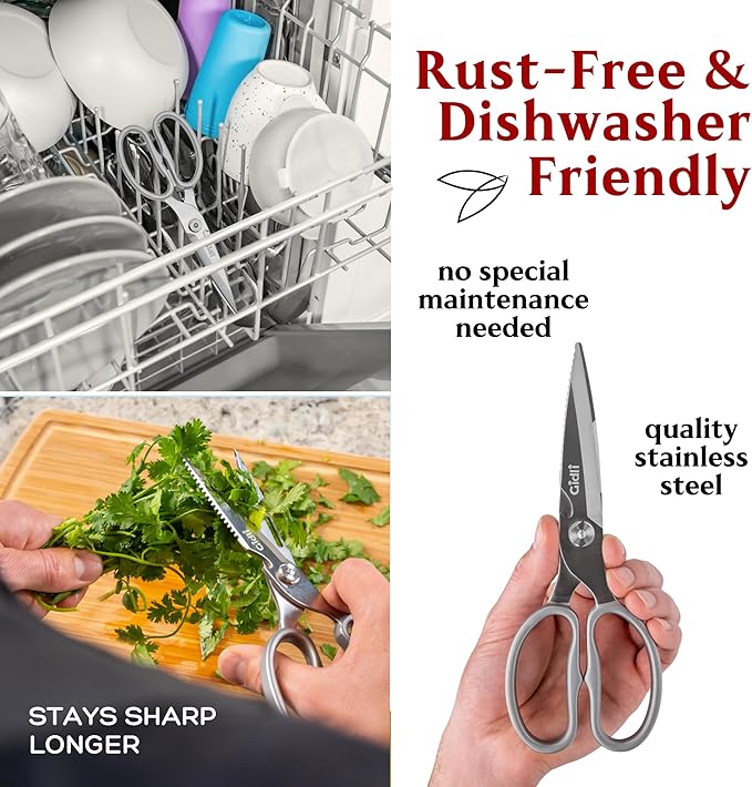 Premium Kitchen Scissors by Gidli – Lifetime Replacement Warranty* - Heavy Duty Kitchen Shears for Food – All-Purpose Stainless Steel Scissors – Dishwasher Safe, Comes Apart for Easy Cleaning - Image 4