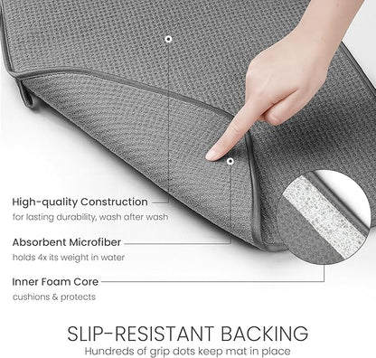 Bellemain XL Dish Mat 24" x 17" ( LARGEST MAT ) Microfiber Dish Drying Mat , Super absorbent ( Dark Gray ) - Image 4