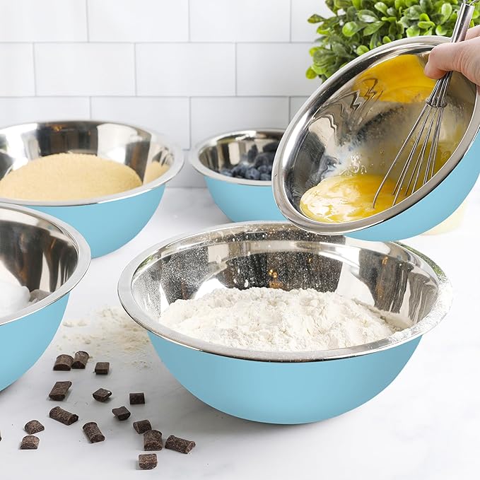 WHYSKO Meal Prep Stainless Steel Mixing Bowls Set, Home, Refrigerator, and Kitchen Food Storage Organizers | Ecofriendly, Reusable, Heavy Duty (Light Blue) - Image 6