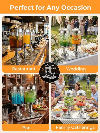 Beverage Dispenser for Parties 4.5 Gallon, Stainless Steel Drink Dispenser with Stand, Commercial Hot & Cold Juice Dispenser, Ice Core & Drip Trays for Beer, Lemonade Ideal for Parties Buffet Home Bar - Image 8