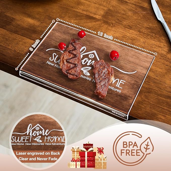 House Warming Gifts New Home - Engraved Acrylic Cutting Board with Counter Lip, Clear Countertop Protector Housewarming Gifts for Women Man Couples First House New Apartment Aesthetic Kitchen Decor - Image 3