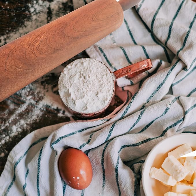 Classic Sapele Wooden Rolling Pin With Handles,Wood Baking Roller Large (17.3"L x 2.3"W) - Image 6