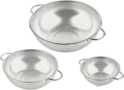 3-Piece Stainless Steel Mesh Micro-Perforated Strainer Colander Set (1-Quart, 2.5-Quart and 4.5-Quart) - Image 5