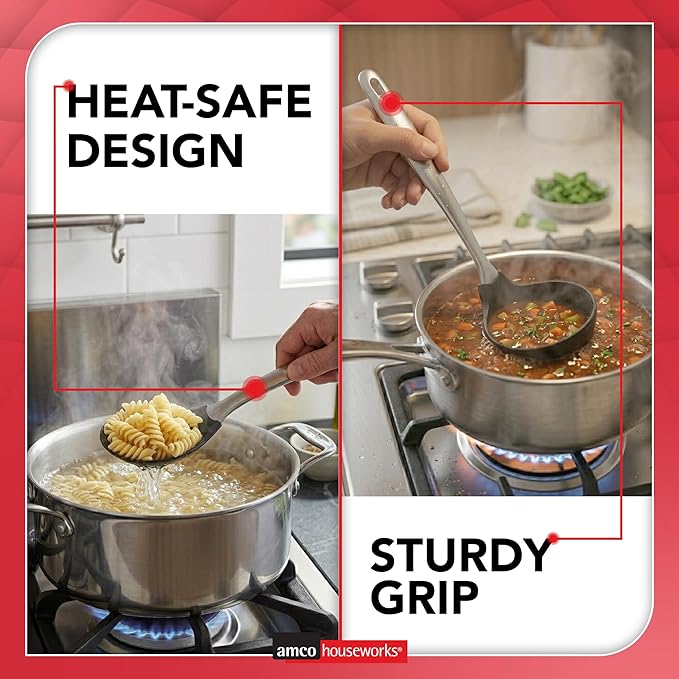 Amco 6-Piece Nylon Utensil Set - Heat-Resistant with Stainless Steel Handles - BPA-Free, Safe for Non-Stick Cookware - Dishwasher Safe Cooking Tools, Kitchen Essentials for Home & Restaurant Use - Image 4