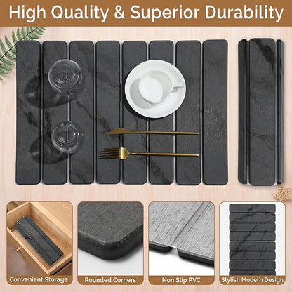 2 PCS Stone Dish Drying Mat for Kitchen Counter,Quick Dry Stone Dishes Mats,Marbled Water Absorbing Diatomaceous Earth Drying Pad for Countertop Bottles Utensils Cups（Dark Gray 20"×14" & 8"x4"） - Image 4