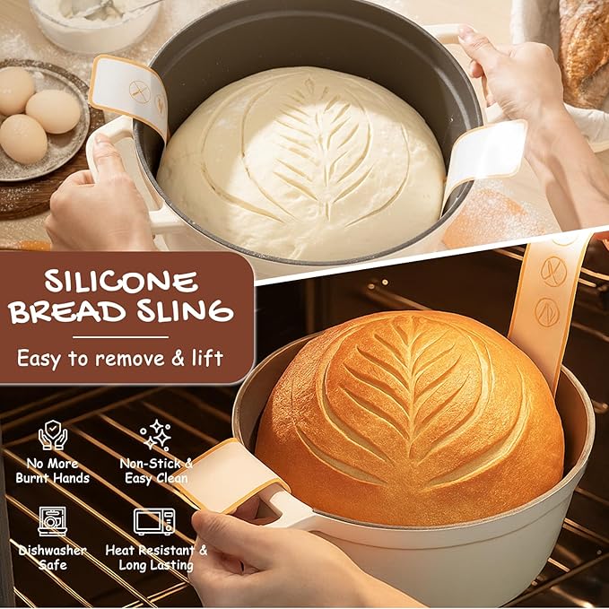 Astercook Sourdough Starter Kit with Round & Oval Banneton Bread Proofing Basket, Bread Sling, Starter Jar, Dough Whisk, Scrapers, Stencils, Complete Sourdough Bread Baking Supplies, Mothers Day Gifts - Image 6