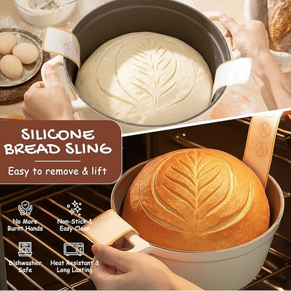 Astercook Sourdough Starter Kit with Round & Oval Banneton Bread Proofing Basket, Bread Sling, Starter Jar, Dough Whisk, Scrapers, Stencils, Complete Sourdough Bread Baking Supplies, Mothers Day Gifts - Image 6