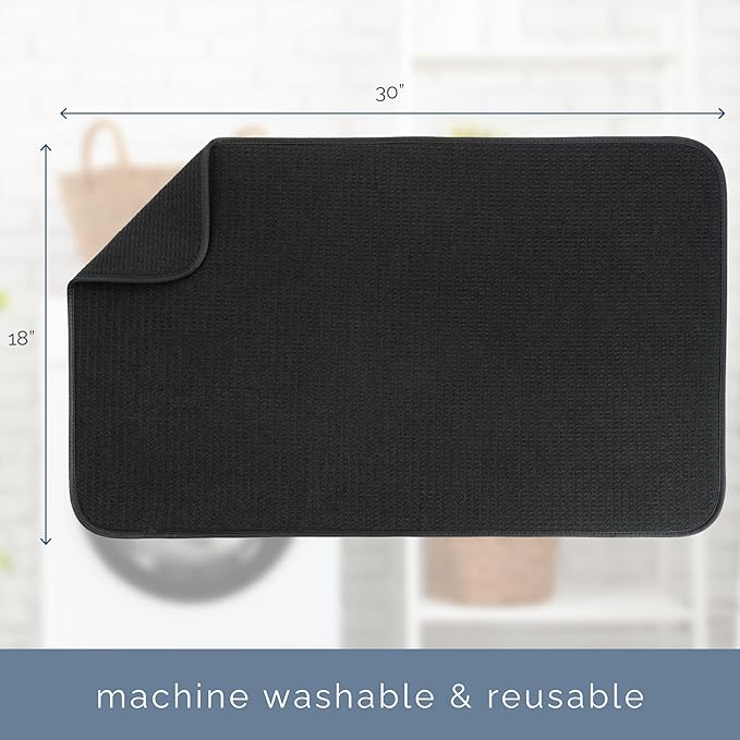 S&T INC. Dish Drying Mat Jumbo, 18” x 30”, Absorbent Microfiber Kitchen Counter Mat, Dish Drying Pad for Dishes, Utensils, Pots and Pans, Jumbo, Black - Image 6
