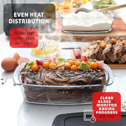 EATEX 7-Pack Glass Food Storage Containers with Lids Baking Pans Set, Glass Baking Dishes for Oven | 4 Casserole Dishes for Oven and 3 Glass Bread Pans for Bread Baking, Oven Microwave Freezer Safe - Image 5