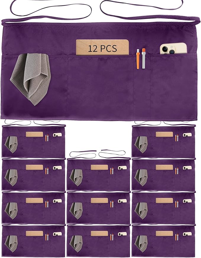 Xeoxarel Aprons with 4 Pockets (Available in 3 Pack / 7 Pack) 23.5'' X 11.5'' by XeoxarelWomensvests
