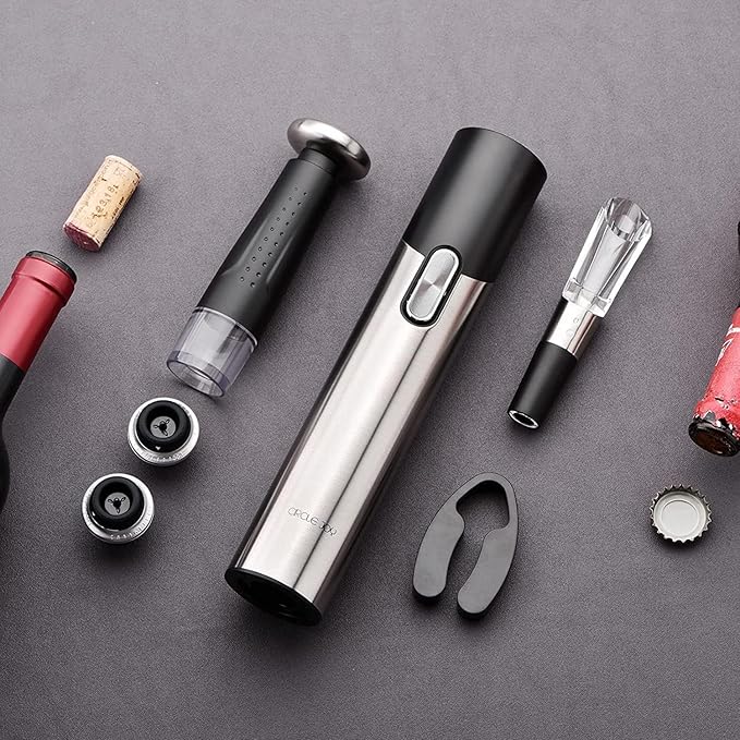 CIRCLE JOY Electric Wine Opener Set Automatic Wine Opener Kit for Wine and Beer Cordless Electric Wine Bottle Openers Gift Set with Foil Cutter, Aerator Pourer, Vacuum Pump and 2 Wine Stoppers - Image 7