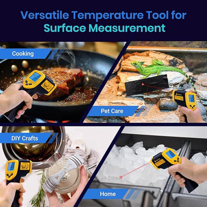Etekcity Infrared Thermometer Laser Temperature Gun 1080, -58°F~ 1130°F for Meat Food Candy Pizza Oven, Heat Gun for Cooking, Kitchen, Fridge, Reptile, BBQ, HAVC, Adjustable Emissivity & Max Measure - Image 2