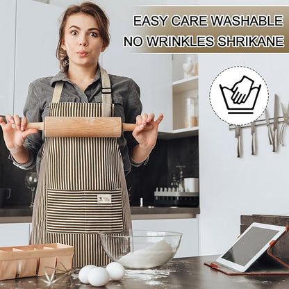 Janmercy 24 Pcs Aprons for Women Men with 2 Pockets Linen Cooking Kitchen Apron Adjustable Bib Chef Apron Bulk Aprons Unisex