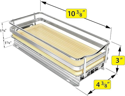 LYNK PROFESSIONAL® Élite™ Pull Out Spice Organization for Cabinets - 4-3/8 inch Wide – Spice Rack for Inside Cabinets – Wood/Chrome - Sliding Spice Rack Organizer for cabinet – Spice Rack - 1 Tier - Image 5