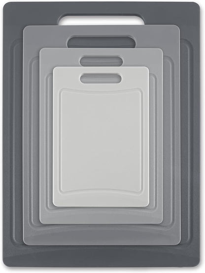 COOK WITH COLOR Non-Slip Cutting Board Set – Kitchen Essentials with Easy Grip Handle for Meat, Veggies, and Fruits, 4 Cutting Boards, Gray-New - Image 7
