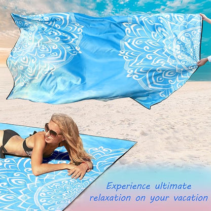 WIWIGO Beach Blanket Waterproof Sandproof Beach Mat 79" X 83"/10'x9'for 2-8 Adults Quick Drying Outdoor Picnic Mat Beach Accessories for Travel, Camping, Hiking - Image 3