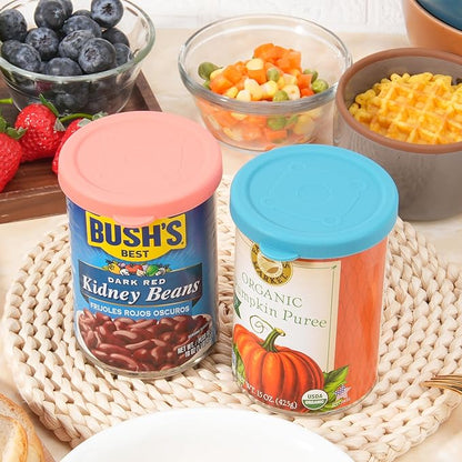 2PCs 3.0-inch Silicone Can Lids for Chef Boyardee | Van Camp's | Goya | Bush's Best | Farmer's Market Can, Can Cover for Canned Good Fit Most Standard Size, Soup Can Lid, Dishwasher Safe (Lids ONLY)