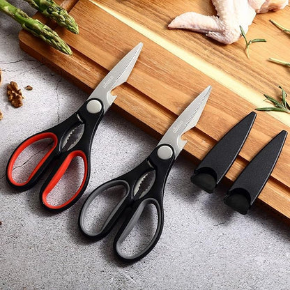 LIVINGO 8" Kitchen Scissors All Purpose - 2 Pack Heavy Duty Kitchen Meat Shears, Stainless Steel Multi-function Food Scissors for Cooking Cutting Chicken, Turkey, Bones, Poultry, Fish, and Vegetables - Image 5