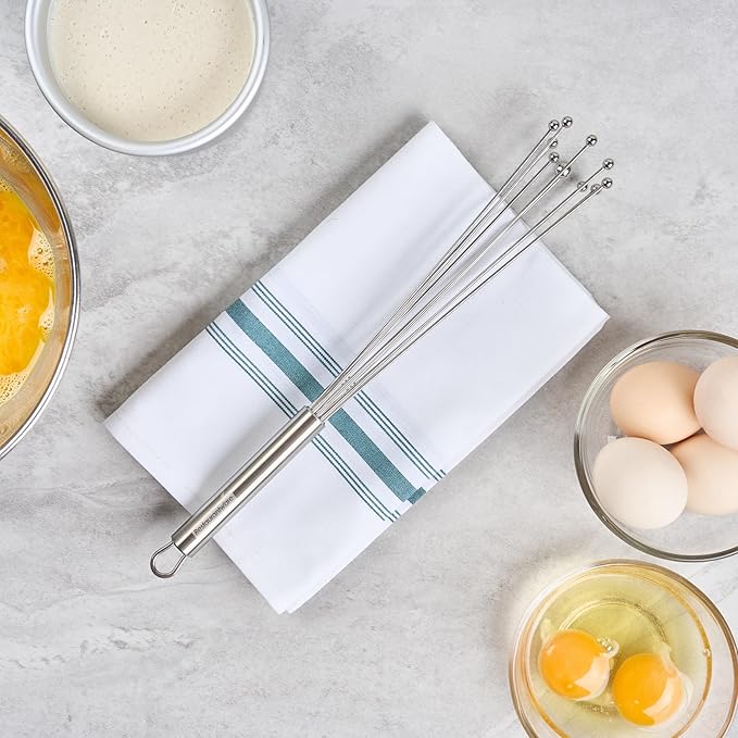 Restaurantware 12.5 in Stainless Steel Ball Whisk - 24 Pack - German Standard Egg Beater with Ergonomic Handle, Dishwasher Safe - Manual Mixer Cooking Whisk for Baking, Stirring, Sauces, Beating - Image 11