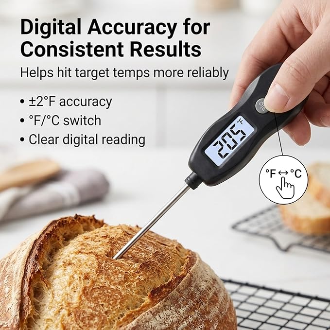 Meat Thermometer Digital with Backlight – Instant Read Food Thermometer Waterproof for Cooking BBQ Grilling Steak Bread Baking Turkey Candy Oil Liquid (Black) - Image 3