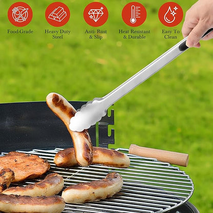 Kitchen Tongs for Cooking - 7 Inch & 9 Inch & 12 Inch Heat Resistant Stainless Steel Grilling Tong Grill Tong Metal Tongs for Cooking, Grilling, BBQ/Barbecue, Food (7+9+12 inch)