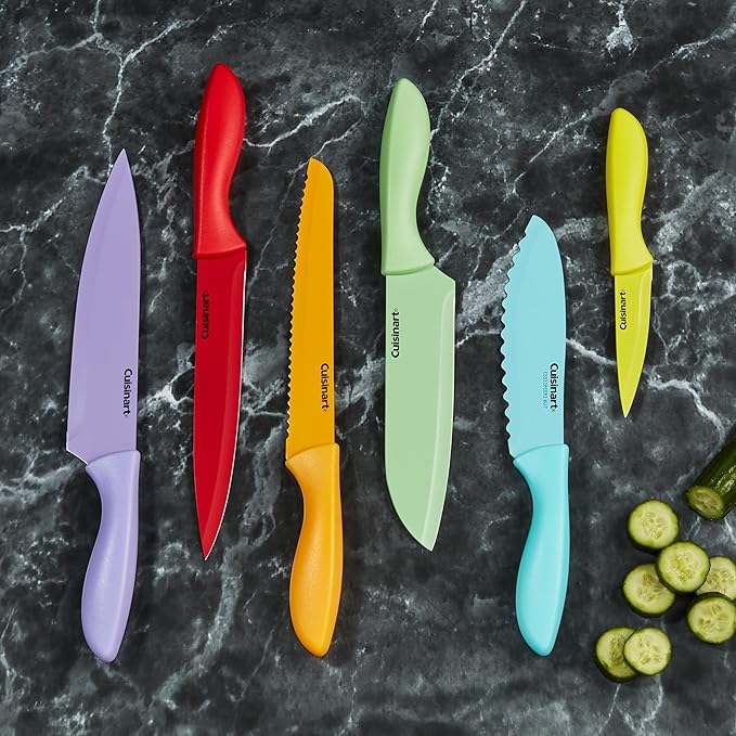 Cuisinart 12-Piece Kitchen Knife Set, Advantage Color Collection with Blade Guards, Multicolored, C55-12PCER1 - Image 4