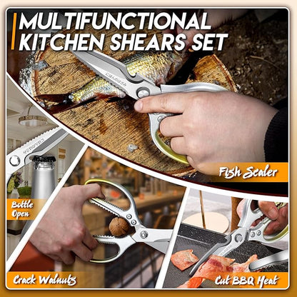 TIJERAS Kitchen Scissors Set Gold - Stainless Steel Kitchen Shear, Sharp Meat Scissors, Heavy Duty Poultry Shears, Japanese Cooking Scissor for Food, Chicken, and Turkey, Christmas Gifts for Men Women - Image 2