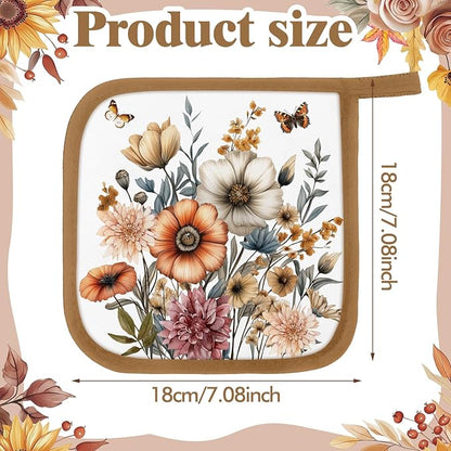 Bencailor 12 Pcs Pot Holders with Pocket Kitchen Hot Potholders Hot Pad Oven Mitts Cookie Bag Oven Gloves for Kitchen Gift Baking Cooking(Pastel,Flower)
