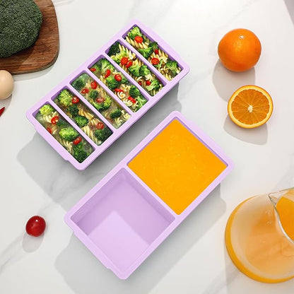 2-Pack Silicone Freezer Trays with Lid, 2 Large 2-Cup(500ml) & 6 Small 1/2-Cup(125ml) Soup Freezer Container Molds, Ice Cube Tray For Meal Prep & Freezing Soup, Stews, Sauces, Oven & Dishwasher-Safe - Image 7