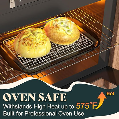 Cooling Racks for Cooking and Baking - 8.5"x12" Oven Safe Premium Stainless Steel Heavy Duty Baking Rack Tight-Wire, Fits Quarter Sheet Pan for Roasting & Grilling & Cooking - 1 Pack - Image 4