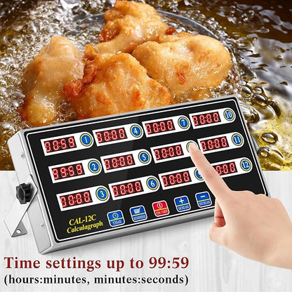 Relaxweex 2 Pack Commercial 12 Channel Digital Kitchen Timer, Multi-Countdown Timer with Loud Alarm & Large LCD Display, Wall Mount or Countertop for Restaurant, Fry Station, Baking & Lab Use - Image 6