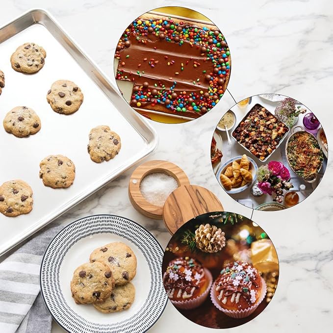 Baking Sheet Set of 2, Stainless Steel 2-Piece Cookie Sheet, Toaster Oven Baking Pan Set, Rectangle Size 16 x 12 x 1 inch, Healthy & Non Toxic, Mirror Finish & Rust Free, Dishwasher Safe - Image 7