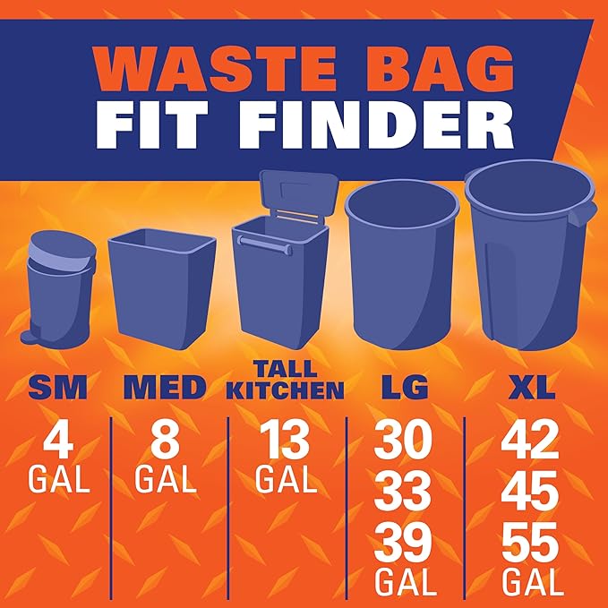 Hefty Strong White 13 Gallon Trash Bags with Drawstrings, Unscented Tall Kitchen Trash Bags, Resists Leaks, Punctures, and Tears, Durable Closure, 120 Ct.