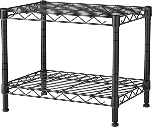 SINGAYE 2 Small Shelves Kitchen Storage Shelf Wire Shelving Unit Metal Shelf Adjustable Organizers Storage Shelving for Office Pantry Black 12" D X 18" W X 12" H by SINGAYE