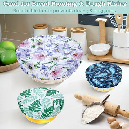 5-Size Reusable Beeswax Bowl Covers for Bread Proofing, Cotton Cloth Flexible Beeswax Wraps for Food Storage(Iris Floral) - Image 4